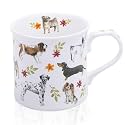 Cute Dog Coffee Mug, 12 oz Premium New Bone China Tankard Coffee Tea Mug, Holiday and Birthday Gift for Women, Dog Lovers, Dog Moms and Best Friends, Designed in England by Harvest Green Studio