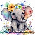 Cute Elephant Diamond Art Painting Kits for Adults - Round Full Drill Diamond Dots Paintings for Beginners, 5D Paint with Diamonds Pictures Gem Art Painting Kits DIY Crafts Project Kits 14x14inch
