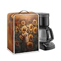 Cute Flowers Cat Coffee Maker Cover For Kitchen With Top Handle Waterproof Dust Appliance Cover Suitable For Most Coffee Machine Models