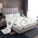 Cute Giraffe Zebra Elephant 4 Pieces Sheet With 26 Inch Deep Pockets Zoo Animal Bedding for Kids Boys Girls Teens Room Decor Cartoon Animal Bed Sheets Set Full Size Wildlife Breathable Soft Microfiber