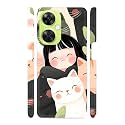 Cute Girl with Kitties Designer Printed Hard