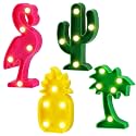 4Pcs Hawaiian Small LED Lights Signs, Summer Tropical Party Decorations