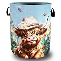 Cute Highland Cattle Laundry Hamper Oxford Cloth Foldable Basket 18.9x16.5