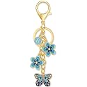 Cute Initial Letter Flower and Butterfly Keychain for Women Purse Charms Bag Charms for Handbag Backpack