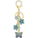 Cute Initial Letter Flower and Butterfly Keychain for Women Purse Charms Bag Charms for Handbag Backpack
