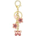 Cute Initial Letter Flower and Butterfly Keychain for Women Purse Charms Bag Charms for Handbag Backpack