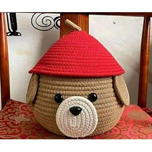 cute jute basket with lid storage baskets for bathroom living room amp kitchen organiser box vanity box first aid box pack of 1 red amp beige