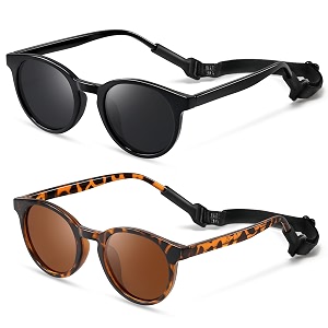 cute kids polarized sunglassesbaby sun glasses with strap for toddler girls boys flexible round uv protection