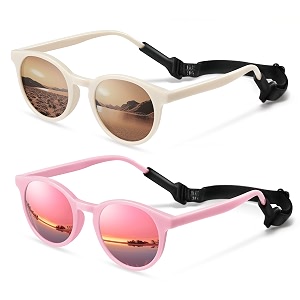 cute kids polarized sunglassesbaby sun glasses with strap for toddler girls boys flexible round uv protection