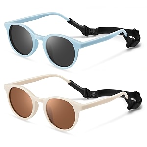 cute kids polarized sunglassesbaby sun glasses with strap for toddler girls boys flexible round uv protection