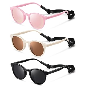 cute kids polarized sunglassesbaby sun glasses with strap for toddler girls boys flexible round uv protection