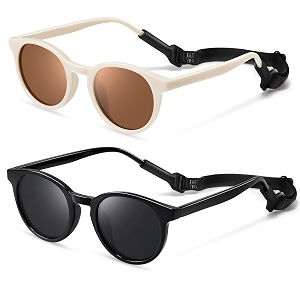 cute kids polarized sunglassesbaby sun glasses with strap for toddler girls boys flexible round uv protection