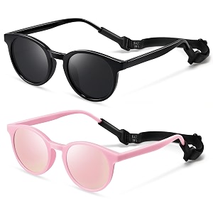 cute kids polarized sunglassesbaby sun glasses with strap for toddler girls boys flexible round uv protection