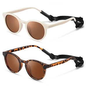 cute kids polarized sunglassesbaby sun glasses with strap for toddler girls boys flexible round uv protection