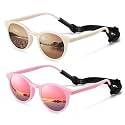 Cute Kids Polarized Sunglasses,Baby Sun Glasses with Strap for Toddler Girls Boys Flexible Round UV Protection