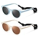 Cute Kids Polarized Sunglasses,Baby Sun Glasses with Strap for Toddler Girls Boys Flexible Round UV Protection