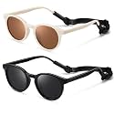 Cute Kids Polarized Sunglasses,Baby Sun Glasses with Strap for Toddler Girls Boys Flexible Round UV Protection