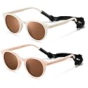 Cute Kids Polarized Sunglasses,Baby Sun Glasses with Strap for Toddler Girls Boys Flexible Round UV Protection