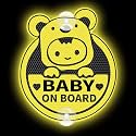 Cute Koala Baby On Board Sticker for Cars, Highly Reflective Double-Sided Kids On Board Suction Cup Warning Caution Sign Decals for Car Window (Reflective Suction Cup, Yellow)