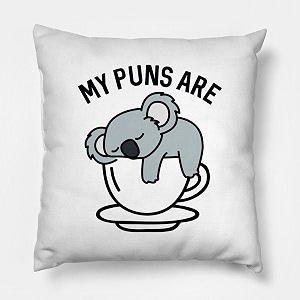 craft maniacs cute koala cartoon pun 16  16 pillow with filler inside best gift for kids amp adults who loves koala bears my puns are koala-tea
