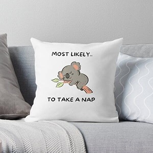 craft maniacs cute koala cartoon pun 16  16 pillow with filler inside best gift for kids amp adults who loves koala bears most likely taking a nap
