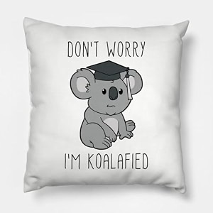 craft maniacs cute koala cartoon pun 16  16 pillow with filler inside best gift for kids amp adults who loves koala bears dont worry im koalafied