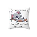 CRAFT MANIACS Cute Koala Cartoon Pun 16 * 16 Pillow with Filler Inside Best Gift for Kids & Adults Who Loves Koala Bears (IM NOT Sleeping)