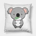 CRAFT MANIACS Cute Koala Cartoon Pun 16 * 16 Pillow with Filler Inside Best Gift for Kids &amp; Adults Who Loves Koala Bears (Koala with Leaf)
