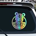 Cute Koalas Baby On Board High Intensity Reflective Car Sticker, Kids Princess In Car Warning Caution Sign Decals for Car Window 6"x7" (Sticker-Z-Holographic Silver)