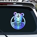 Cute Koalas Baby On Board High Intensity Reflective Car Sticker, Kids Princess In Car Warning Caution Sign Decals for Car Window 6"x7" (Sticker-Z-Holographic Blue)