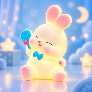 Cute Lollipop Bunny Night Light Lamp Battery
