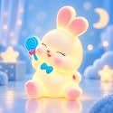 Cute Lollipop Bunny Night Light Lamp Battery