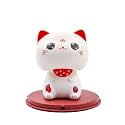 Cute Lucky Cat Moving Head Solar Bobblehead Figures, Furtune Cat for Car Dashboard, Home Decor, Ornaments