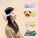 Cute Plush Travel Neck Pillow & Sleep Eye Mask Set, Cartoon Animal U Shape Head Support Pillow for Kids & Adults, Portable Airplane, Car & Office Nap Cushion Multi Design