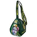 Cute Radha Rani Printed Gomukhi Japa Mala Bag with Zip Pocket, Cotton Chanting Bag for Mantra Jaap, Tulsi/Rudraksha Mala Storage(Colorful) (Dark Green)