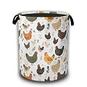 Cute Roosters Laundry Basket,Chicken Hens Plants Collapsible Laundry Hamper Waterproof Oxford Cloth With Handles,Clothes Storage Bucket Toy Organizer For Bathroom/Nursery/Bedroom 16" x 20.8"