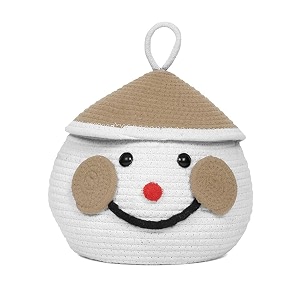 cute santa handmade jute cotton thread rope storage basket with cap  nursery organizer kids toy bin baby gift basket beige
