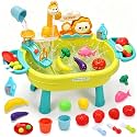 CUTE STONE Play Sink with Running Water, Kitchen Sink Toy with Upgraded Electric Pump, Play Food &amp; Tableware Accessories, Summer Outdoor Sensory Water Table Toy for Toddlers &amp; Kids