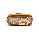Cute Transparent Pencil Pouch for Kids | Double Zipper Large Capacity Pen Case | Water Resistant Fabric | Cartoon Design Pencil Box for School Boys Girls
