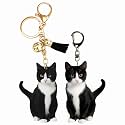 cute tuxedo cat keychain, kawaii bag charm car key chain accessories for backpack, animal kitty keychain purse charms, cat lover gifts for women (2 Pcs)