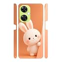 Cute White Bunny Orange Designer Printed Hard