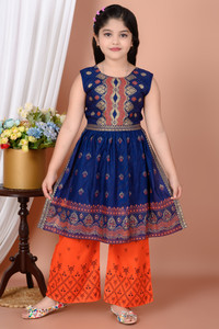 cute xii fashion girls printed flared kurta