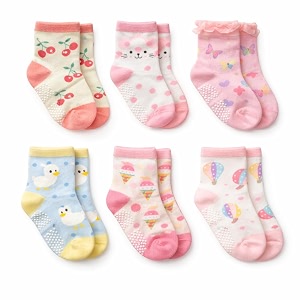 cuteably baby boys and girls regular anti-skid cotton blend socks pack of 6 assorted