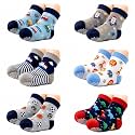 CUTEABLY Baby Boys And Girls Regular Anti-Skid Cotton Blend Socks (Pack of 6, Assorted)