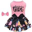 CuteBone Birthday Dog Dresses Velvet Holiday Small Dogs Clothes Onesie Pet Apparel Girl Puppy Skirt with Bow Hair Rope