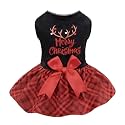 CuteBone Christmas Dog Dresses Velvet Holiday Small Dogs Clothes Onesie Pet Apparel Girl Puppy Skirt with Bow Hair Rope