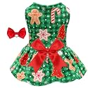 CuteBone Christmas Dog Dresses Velvet Holiday Small Dogs Clothes Onesie Pet Apparel Girl Puppy Skirt with Bow Hair Rope CVA64L