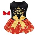 CuteBone Christmas Dog Dresses Velvet Holiday Small Dogs Clothes Onesie Pet Apparel Girl Puppy Skirt with Bow Hair Rope CVA62XXS-D