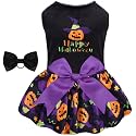 CuteBone Halloween Dog Dresses Velvet Holiday Small Dogs Clothes Onesie Pet Apparel Girl Puppy Skirt with Bow Hair Rope