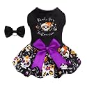CuteBone Halloween Dog Dresses Velvet Holiday Small Dogs Clothes Onesie Pet Apparel Girl Puppy Skirt with Bow Hair Rope